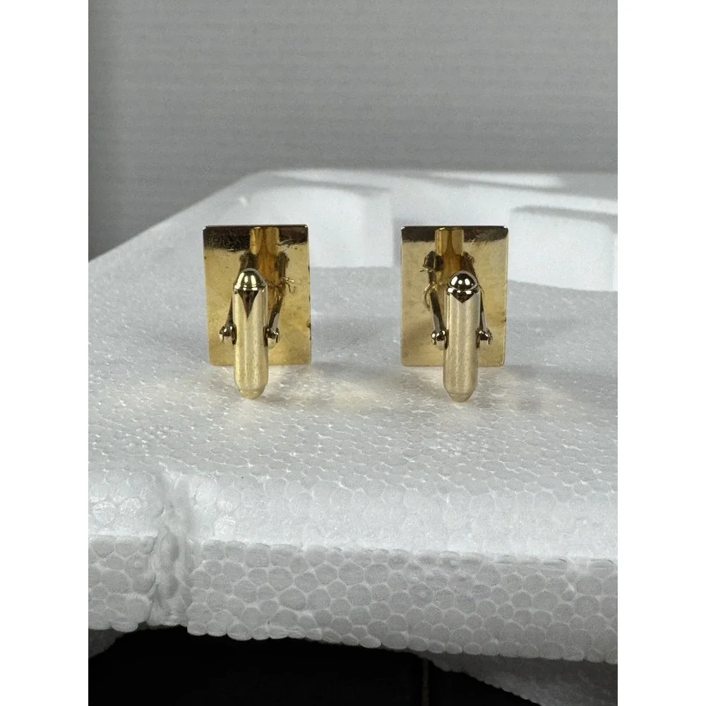Anson gold tone rectangular cuff links and tie pin clear‎ stone